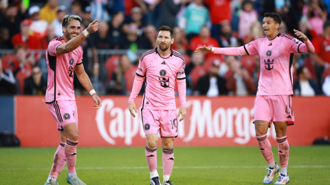 Leonardo Campana y Lionel Messi, durante un partido del Inter Miami, el 5 de octubre de 2024.