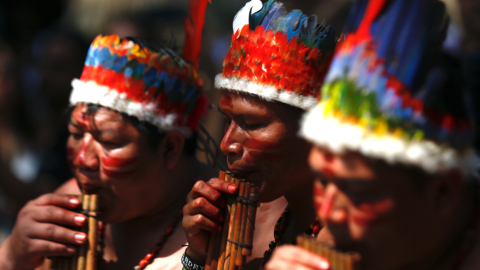 Indígenas de la Amazonia colombiana durante la inauguración de la Zona Verde de la COP16, 21 de octubre de 2024.