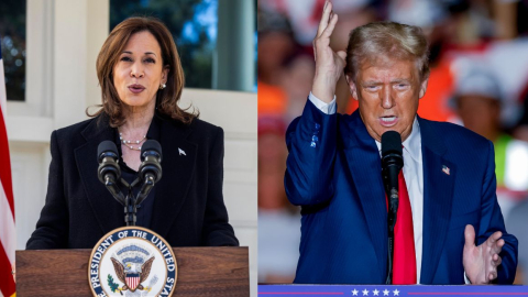 Kamala Harris y Donald Trump durante las campañas para la presidencia en Estados Unidos, 23 de octubre de 2024.