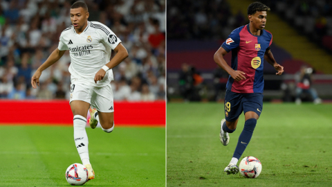 Kilyan Mbappé y Lamine Yamal, las dos nuevas figuras del Real Madrid y el FC Barcelona, que se enfrentarán en el clásico español, el 26 de octubre de 2024.