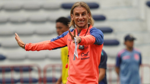 Sebastián Beccacece, director técnico de la selección de Ecuador, durante un entrenamiento en Guayaquil, el 6 de noviembre de 2024.