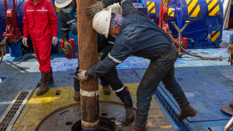 Torre de perforación en el campo Sacha, bloque 60, de Petroecuador, el 5 de noviembre de 2021.