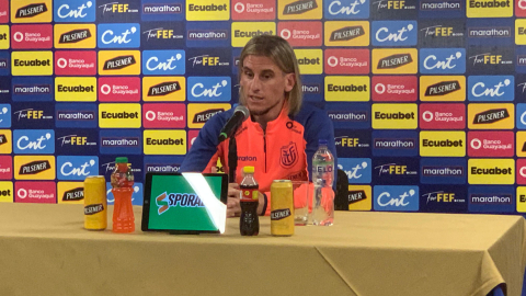 Sebastián Beccacece, durante una rueda de prensa de la Selección en Guayaquil, el 8 de noviembre de 2024.