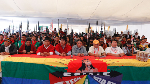 Imagen de una reunión de la Conaie en Cotopaxi, el 7 de octubre de 2024.