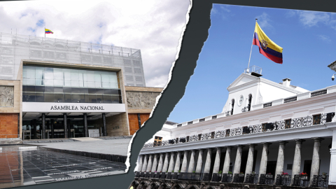 Composición fotográfica de la Asamblea Nacional y el Palacio de Carondelet.