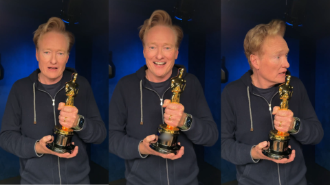 Compilación de capturas de pantalla de un video publicado por la Academia en la que se anuncia que el comediante Conan O'Brien presentará los próximos premios Oscar, el 15 de noviembre de 2024.