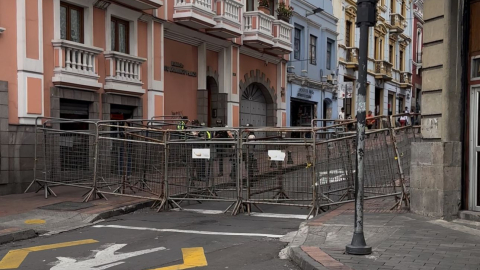 Cierre de vías en el Centro Histórico de Quito.