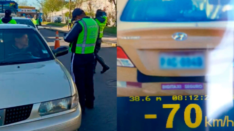 Operativo de control de velocidad  en la avenida Maldonado y Amaru Ñan, en el sur de Quito.