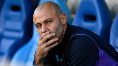 El entrenador, Javier Mascherano, hace un gesto durante el partido del Grupo A de la Copa Mundial Sub 20 de 2023 entre Nueva Zelanda y Argentina, el 26 de mayo de 2023.