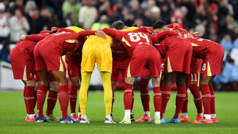 Los jugadores del Liverpool antes del partido por la Fecha 5 de la Champions League, ante el Real Madrid, el miércoles 27 de noviembre de 2024.