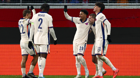 Los jugadores del Chelsea celebran uno de los goles ante el Heidenheim, este jueves 28 de noviembre en la Conference League.