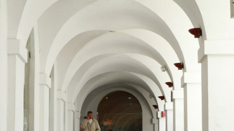 Detalle arquitectónico del centro histórico de Quito.