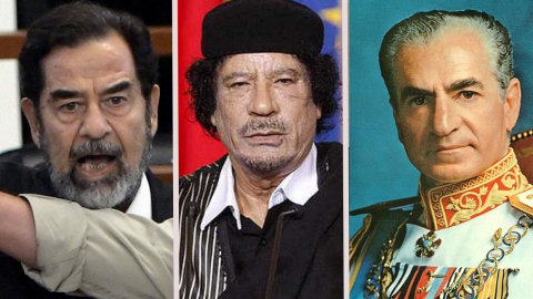 Saddam Hussein, Muamar el Gadafi y Mohammad Reza Pahleví.