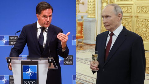 Compilación de fotografías del secretario general de la OTAN, Mark Rutte y del presidente de Rusia, Vladimir Putin, en distintos eventos realizados en diciembre de 2024.