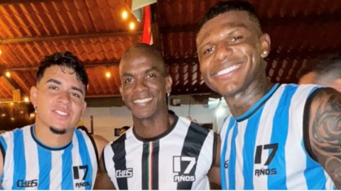 Kendry Páez, Fricson George y Robert Arboleda, durante el Choco-Colo-Jogo, realizado en Guayaquil el lunes 16 de diciembre de 2024.