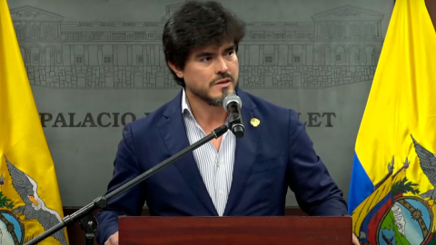 Ministro de Gobierno, José De La Gasca, durante rueda de prensa, este 23 de diciembre de 2024.