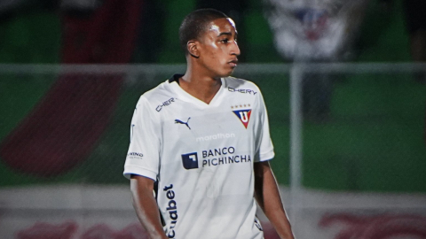 Daniel de la Cruz, durante un partido con Liga de Quito, el 2 de agosto de 2024.