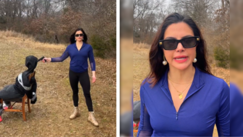 La inmigrante colombiana Valentina Gómez, quien aspira a ser parte del Congreso de Texas, dispara a un muñeco de trapo en un video subido a redes sociales el 23 de diciembre de 2024, mientras promueve la "ejecución pública" de inmigrantes ilegales.