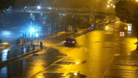 Avenida Barcelona con acumulación de agua