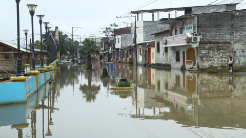 Algunos sectores de Babahoyo bajo el agua el pasado 8 de marzo debido a las fuertes lluvias.