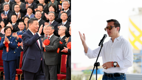 Composición de fotografías que muestran al presidente de China, Xi Jinping, y al presidente de Ecuador, Daniel Noboa, en distintos eventos en diciembre de 2024.