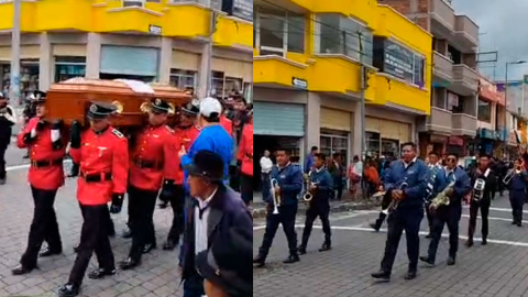 Cortejo fúnebre de bombero asesinado en Salcedo, en Cotopaxi.