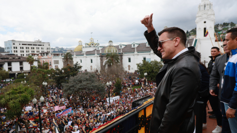 El presidente candidato Daniel Noboa en un evento en Carondelet, durante el primer día de campaña electoral, el 5 de enero de 2025.