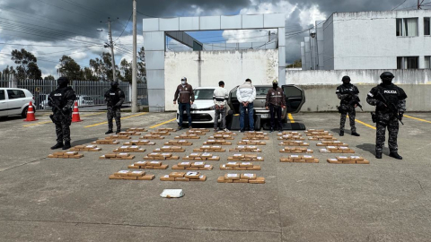 Droga decomisada en la provincia de Carchi, en la frontera norte de Ecuador, este 9 de enero de 2025.