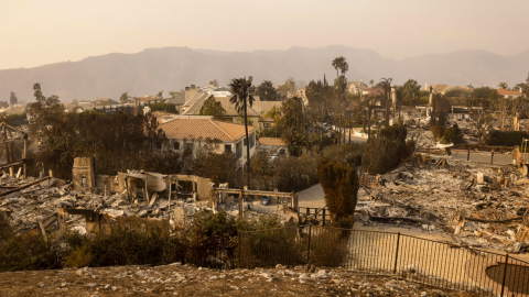 Un vecindario de casas destruidas por el incendio en el barrio de Pacific Palisades de Los Ángeles, California, EE. UU., el 9 de enero de 2025.