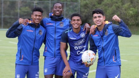 Los jugadores que son parte de la selección de Ecuador, previo al Sudamericano Sub 20, el 10 de enero de 2025.