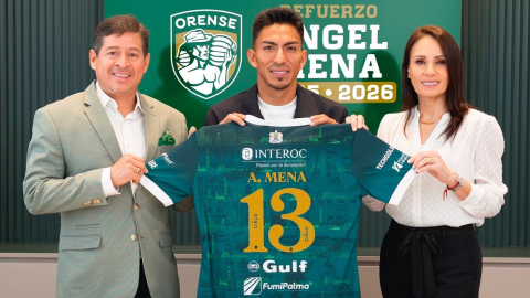 Ángel Mena fue presentado como nuevo jugador de Orense SC, el 16 de enero de 2024.