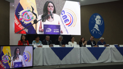 Sesión del Consejo Nacional Electoral (CNE) en la que se realizó el sorteo público para el Debate Presidencial. Quito, 13 de enero de 2025