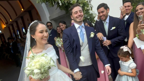 María Mercedes Lasso con su esposo el día de su matrimonio, 18 de enero de 2025.