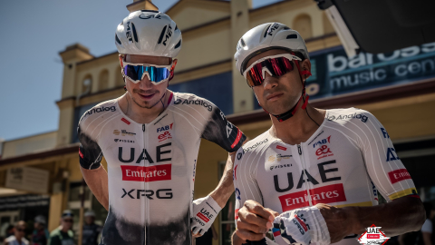 Jhonatan Narváez antes de empezar la Etapa 2 del Santos Tour Down Under, el 21 de enero de 2025.