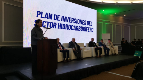 La ministra de Energía (e), Inés Manzano, en la presentación del plan de inversiones para el sector petrolero, el 22 de enero de 2025.