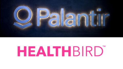 Composición que muestra los logos de las empresas Palantir y HealthBird.