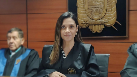La jueza Mercedes Caicedo en una audiencia en la Corte Nacional de Justicia el 7 de abril de 2025.