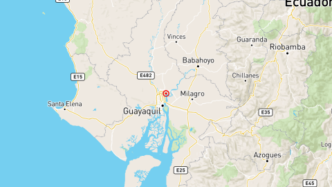 Ubicación del epicentro del sismo registrado en Guayas, el 28 de abril de 2025.