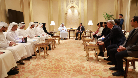 El presidente, Daniel Noboa, mantuvo una reunión con representantes de la Abu Dabi Oil Company, el 3 de mayo de 2025.