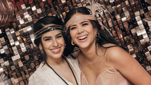 Michela Pincay y su hermana Iesmin en una fiesta de cumpleaños, 21 de mayo de 2025.