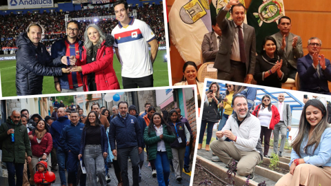 Funcionarios del Municipio de Quito en diferentes actos con el alcalde Pabel Muñoz y la vicealcaldesa Fernanda Racines, en 2025.