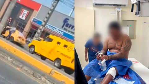 Persona detenida por intento de asalto a blindado en Guayaquil, este 3 de junio de 2025.