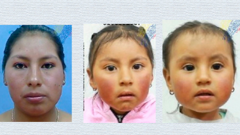 Madres y sus dos hijas desaparecidas en Guaranda, en Bolívar, el 2 de junio de 2025.