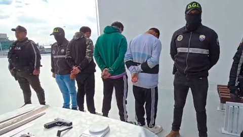 Tres supuestos cabecillas de Los Tiguerones detenidos en Quito, este 5 de junio de 2025.