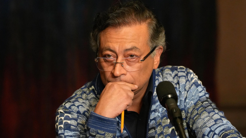 El presidente Gustavo Petro, durante una alocución presidencial el 3 de junio de 2025 en Bogotá, Colombia.