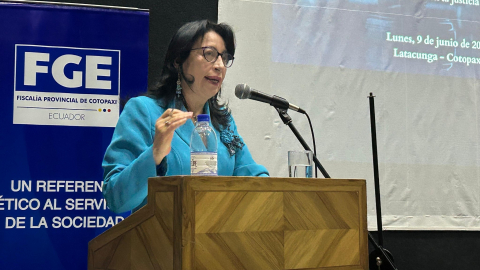 La vocal del CJ, Solanda Goyes, en un evento del 9 de junio de 2025.
