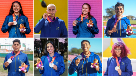 Los ocho deportistas del Team Banco Pichincha que ganaron medallas en los Juegos Suramericanos 2026.