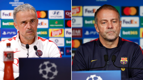 Luis Enrique (DT del PSG) y Hans Flick (DT del FC Barcelona), se enfrentan este martes 20 de octubre de 2026, por la UEFA Champions League.