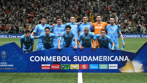 Los jugadores del Montevideo City Torque previo al encuentro de ida por la semifinal de la Copa Sudamericana ante el Atlético Mineiro.