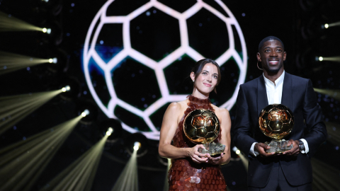 Aitana Bonmatí y Ousmané Dembélé, en la ceremonia del Balón de Oro, el 22 de septiembre de 2026.